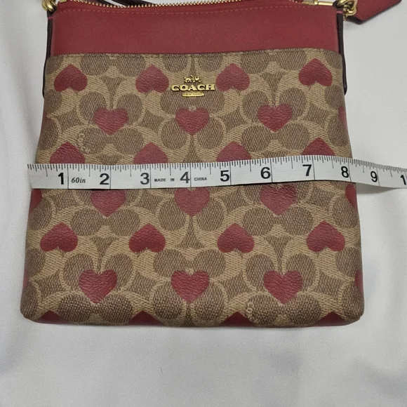 Coach Heart Print Crossbody Brown Red Signature - Picture 3 of 9